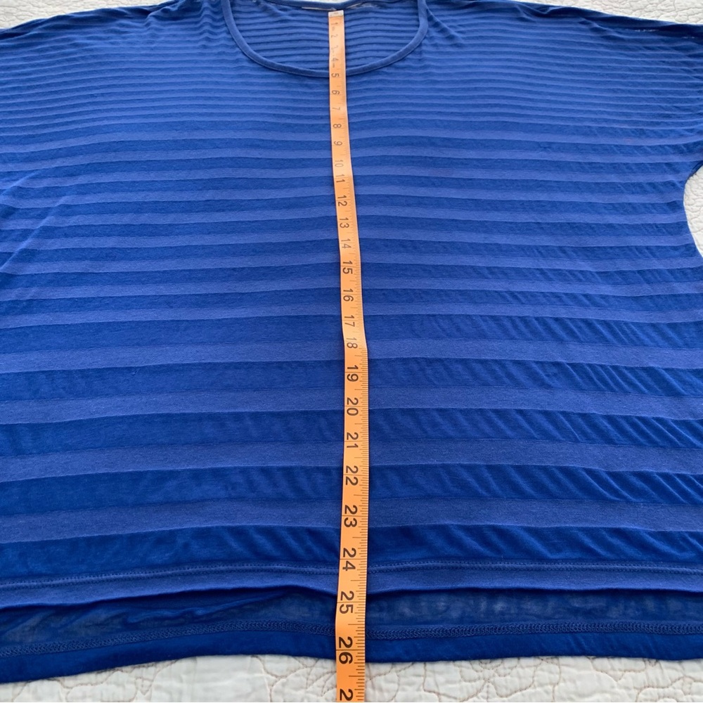 Royal Blue 3/4 Sleeve Sheer Top Size XL - Picture 6 of 12